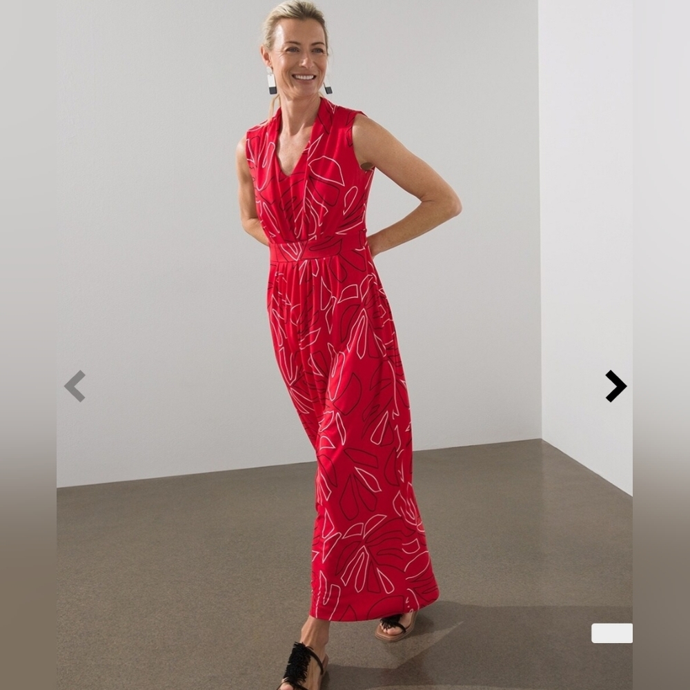 Chico's Maxi Dress (Red with Black & white)
